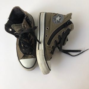 Army Green Size 11 Converse high tops with zipper